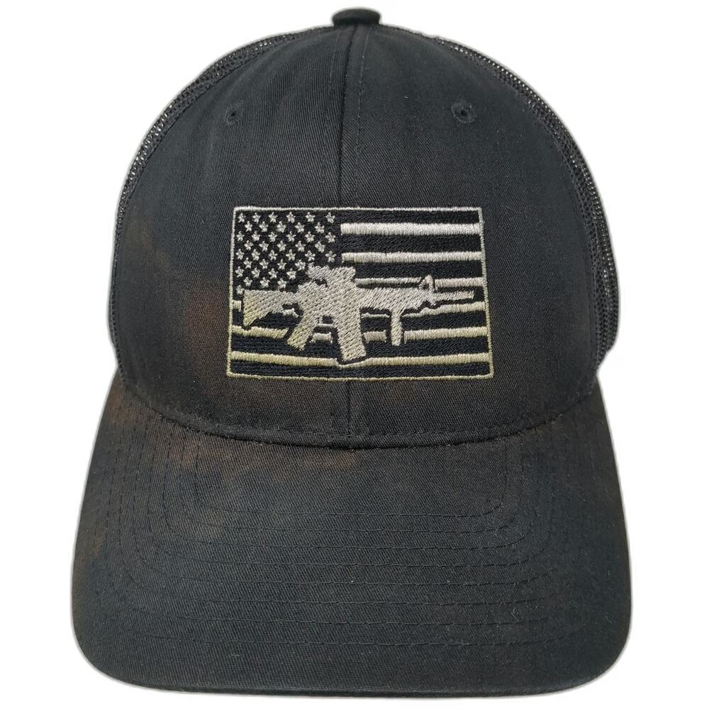 Yupoong Trucker Hat Black One Size Mesh Back American Flag Rifle Snapback hat
